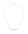 14K White Gold Diamond Pave Curved Bar Leaf Necklace