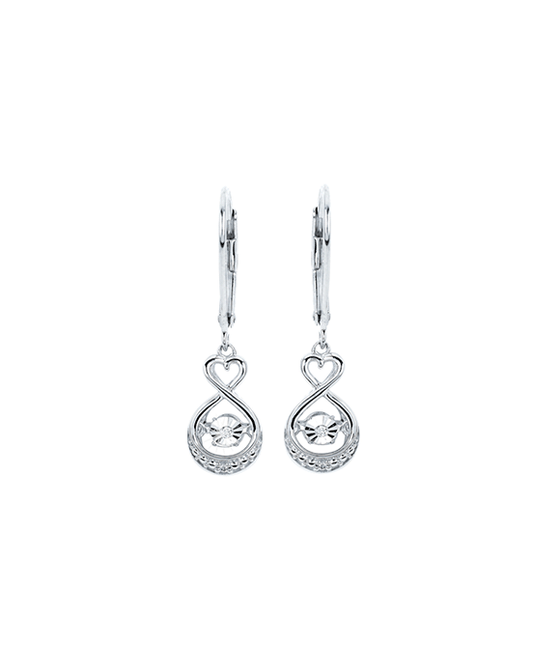 Ostbye - Sterling Silver Diamond Heart Drop Earrings