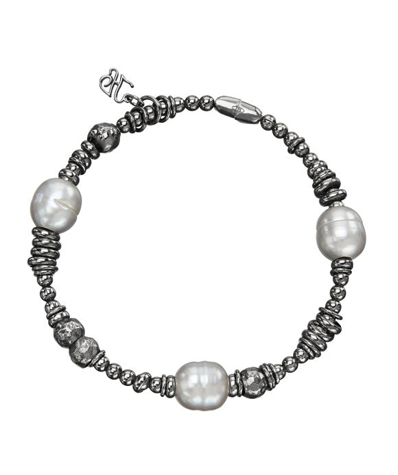 Honora Sterling Silver Stretch Grey Pearl Bracelet