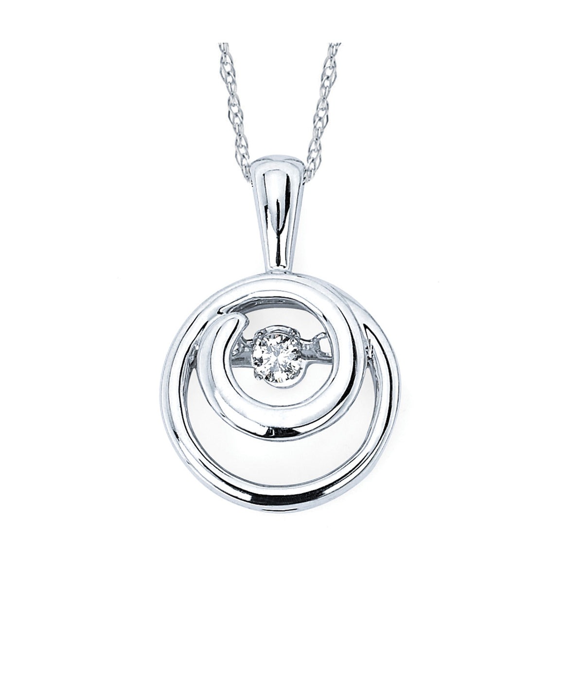 Ostbye - Sterling Silver Shimmering Embedded Circle Diamonds Pendant