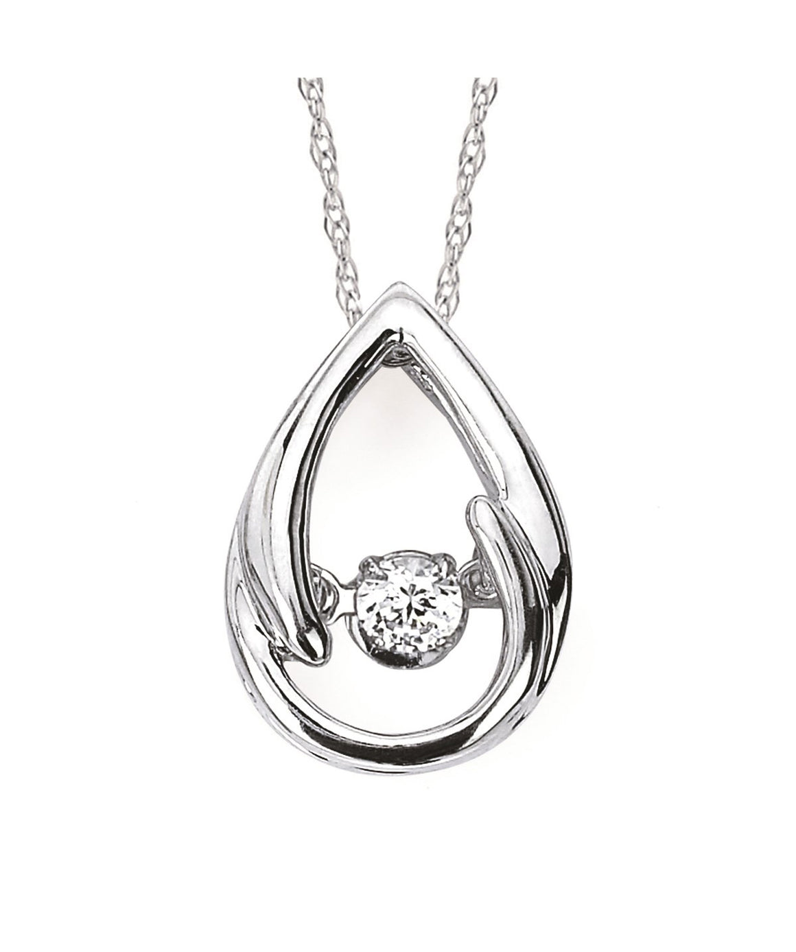 Ostbye - Sterling Silver Shimmering Diamonds Tear Drop Pendant