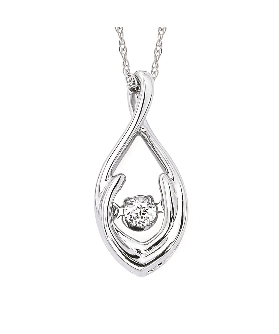 Ostbye - Sterling Silver Shimmering Diamonds Tear Drop Pendant