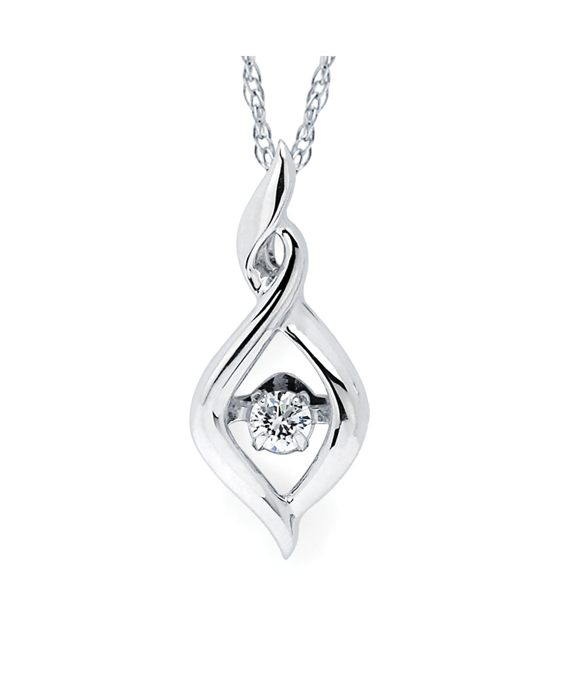 Ostbye - Sterling Silver Shimmering Diamonds Twisted Tear Drop Pendant