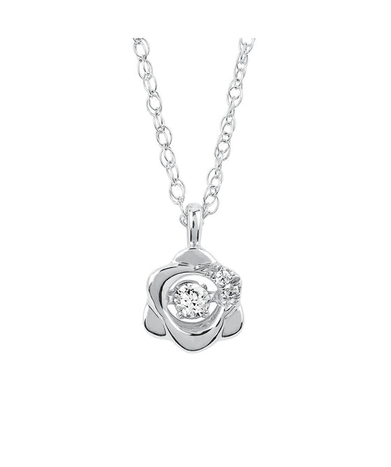 Ostbye - Sterling Silver Shimmering Diamonds Flower Pendant