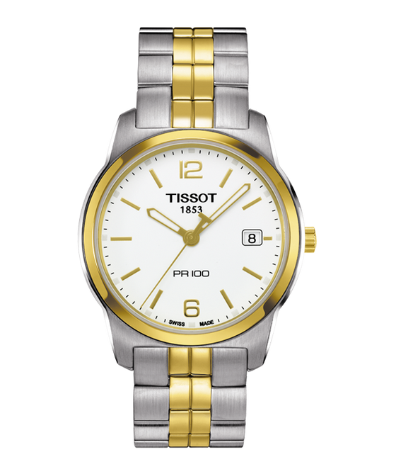 Tissot PR100 White Dial Two-Tone Men's Watch