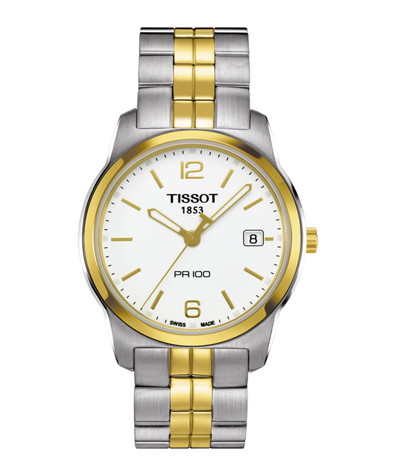 Tissot PR100 White Dial Two-Tone Men's Watch