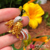 Solid 18K Yellow Gold Bird Brooch with Genuine Diamonds, Citrine & Emerald 10.1g -  Estate Jewelry