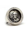 Solid 18K White Gold Ancient Coin Ring with Genuine Diamonds 1.10cttw 52.5g -  Estate Jewelry
