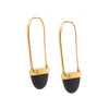 Solid 14K Yellow Gold & Black Lava Drop Earrings 6.3g -  Estate Jewelry
