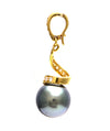 Solid 18K Yellow Gold Tahitian Pearl & Genuine Diamond Spiral Pendant 4.8g -  Estate Jewelry