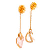 Solid 18K Rose Gold Genuine Diamond & Natural Rose Quartz Drop Earrings 11.5g -  Estate Jewelry