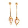 Solid 18K Rose Gold Genuine Diamond & Natural Rose Quartz Drop Earrings 11.5g -  Estate Jewelry