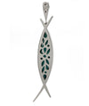 Solid 18 Karat White Gold Genuine Turquoise and Natural Diamond Pendant 13.8g -  Estate Jewelry