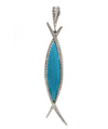 Solid 18 Karat White Gold Genuine Turquoise and Natural Diamond Pendant 13.8g -  Estate Jewelry