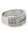 Solid 18 Karat White Gold Genuine Aquamarine and Diamond Band -  Estate Jewelry