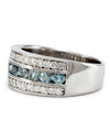 Solid 18 Karat White Gold Genuine Aquamarine and Diamond Band -  Estate Jewelry