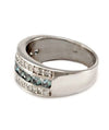 Solid 18 Karat White Gold Genuine Aquamarine and Diamond Band -  Estate Jewelry