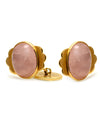 Solid 14K Yellow Gold Cabochon Rose Quartz Cufflinks! 13.16g -  Estate Jewelry